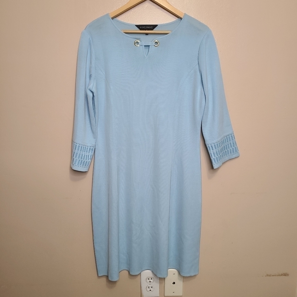 Ming Wang Blue Knitted Dress